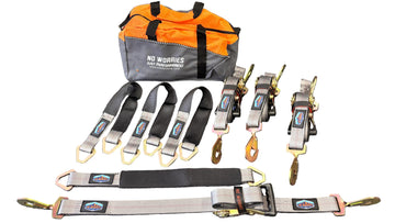 2" x 8' AxleLock Ratchet Tie-Down Straps 4-Pack w/ Sewn Fixed End Ratchets & 24" Axle Straps (UTV, Car & Trailer Tie Downs)