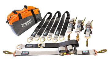 2" x 8' AxleLock Ratchet Tie-Down Straps 4-Pack w/Sewn Fixed End Ratchets & 48" Axle Straps (UTV, Car & Trailer Tie Downs)