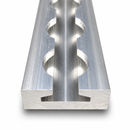 Aluminum L-Track cargo rail with square edges, showing the end profile and tie-down slots