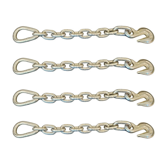 (4-Pack) 3/8" x 18" Chain Extension w/Pear Link & Grab Hook